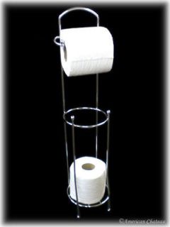 Toilet Paper Holder Storage Stand Bathroom Finish Metal Roll Tower