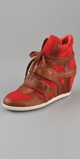 ASH BEA WEDGE ANKLE BOOT SNEAKERS CAMEL CORAL SUEDE SIZE 4 37 7 £175