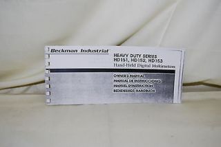 Beckman Industrial HD151, HD152 & HD153 Hand Held Multimeters Owners