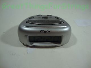Elgin Clock Watch Alarm AAA Batteries Gray Small Light Travel Compact