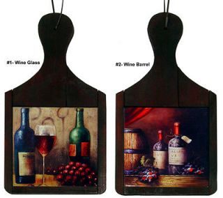 Ceramic Tile Black Wood Wine Bottle Hanging Wall Trivet Gift 13 NEW