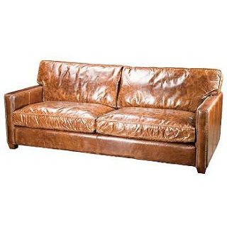 88 wide Larkin 3 seater sofa vintage cigar leather superb comfort