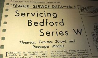 Servicing the 1936 BEDFORD W Series Trucks Trader Data Sheets