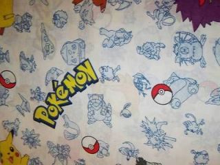 Pokemon Twin Flat Bed Sheet Nintendo Pikachu 1998 Fabric Material