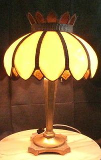 Exquisite Antique Bent Leaded Slag Glass Lamp Tiffany, Handel, Bradley