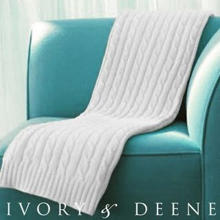 LUXURY CABLE KNIT SOFT COTTON Couch Blanket Bed Throw Winter White