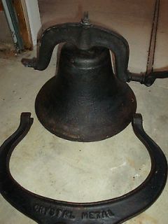 Antique Iron Farm Bell Crystal Metal 20 inch diameter