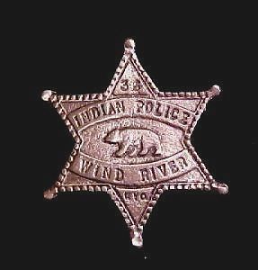 AMERICAN INDIAN ANTIQUE WYOMING USA POLICE BADGE LAWMAN SHERIFF SILVER
