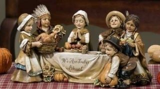 We Are Truly Blessed Children At Thanksgiving Table Figurine/Cente