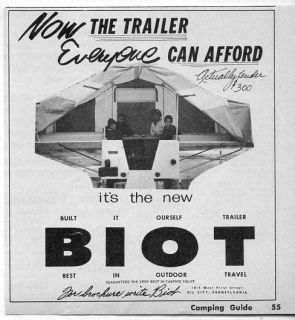 1963 Vintage Ad BIOT Tent Camping Trailers Oil City,Pennsylva nia