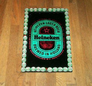 Vintage Bar Pub Saloon Sign Heineken Beer Brewery Reverse Paint Glass