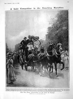 Antique Print of 1909 Ella Ross Olympia Horses Marble Hatfield House