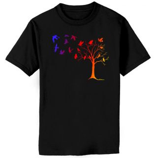 Crows in Flight Colorful Raven Bird Art T shirt Youth XS   Adult 5XL