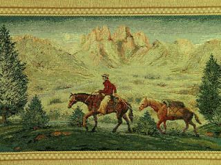 Woven Western Horses Scenic Tapestry Upholstery Fabric