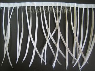 Goose biot feather fringe of white color 2 yards trim for Crafts