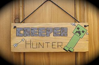 MINECRAFT CREEPER HUNTER Door Wall Sign Handmade from Wood Unique