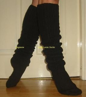 Long Loose Black Slouch Socks Japanese School Scrunch Over The Knee