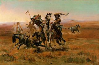 1908 Charles Russell, painting Southwestern ART, Sioux & Blackfoot