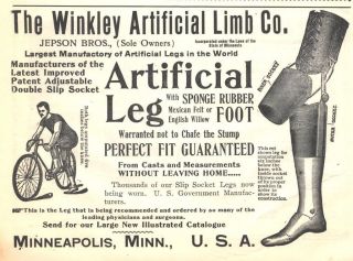 1905 l ad artificial leg winkley limb c jepson bros