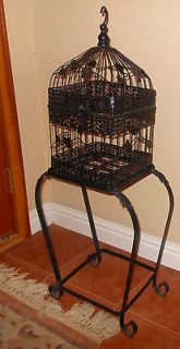36 ASIAN VICTORIAN BIRD CAGE HOUSE STAND ORNATE BLACK WIRE METAL
