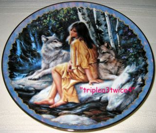 Russ Docken Soulful Companions Native Maiden W/Wolves Plate {INNER