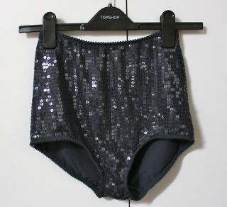 Topshop Sequin Hotpants / Shorts / NAVY BLUE / UK Size 8