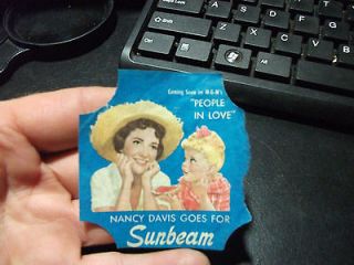  Collectible 1950s BREAD LABEL MGM People In Love NANCY DAVIS NR