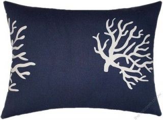 12x16 DEEP NAVY BLUE CORAL decorative indoor / outdoor throw pillow