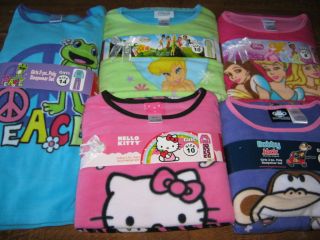 Sleepwear 8 10 12 14 Hello Kitty, Bobby Jack, Pease, Disney NWT $40