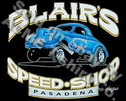 1940 Blairs Speed Shop T Shirt 40 Willys Vintage Hot Rod Shirt Sz M L