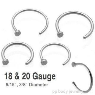 20g, 18g~5/16, 3/8” Diameter 316L Surgical Steel Nose Hoop Ring