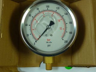 Pressure Gauge Panel Meter 200psi 4x1/4 MPG 2P 200 A 