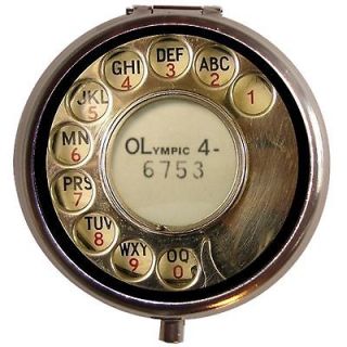 Newly listed Old Rotary Phone Image on Pill Box PillBox Case Gold