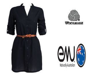 Emu Australia CABARITA SHIRT DRESS Womens Dress BLACK NEW Pic Size