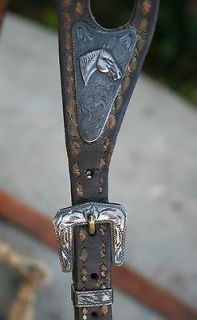 Vintage old Sterling silver conchos buckles horse headstall old curb