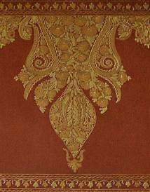 Raymond Waites Brown & Gold Embroidery Wallpaper Border