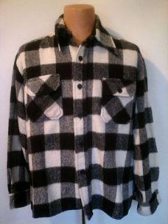 ZAYRE VINTAGE BLACK WHITE HEAVY WEIGHT PLAID FLANNEL, ANCHOR BUTTONS