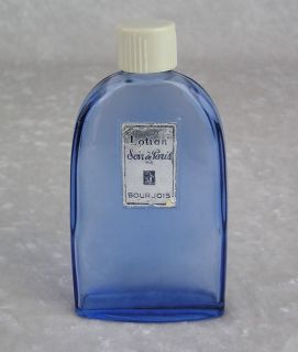 Vintage Bourjois Soir de Paris Perfume Lotion Empty Blue Bottle