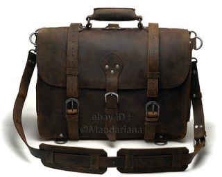 Extra Large 18 Thick Full Grain Leather Briefcase Backpack Messenger