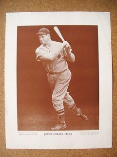 1940s 50s Baseball Magazine Premium Jimmy Foxx Boston Red Sox 9.5x12