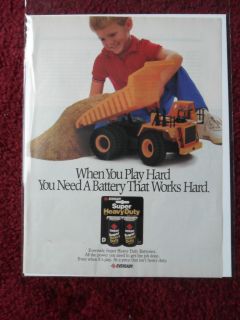 1988 Print Ad Eveready Super Heavy Duty Batteries ~ Child Playing With