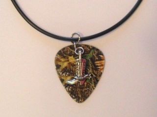 camo guitar pick with cowboy boots charm Guitar Pick Necklace Jewelry
