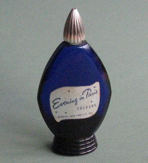 Whackymuseum Bottle Evening in Paris Cologne Cobalt Blue Vintage 2 ozs