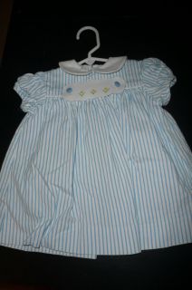 Funtasia Too blue striped dress embroidered EUC boutique