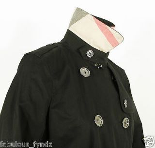 NEW BURBERRY BRIT Balmoral Black Trench Coat Removable Lining Check Sz