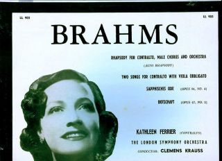 London LL 903 Kathleen FERRIER Brahms Alto Rhapsody Sapphic Ode KRAUSS