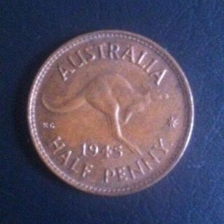 Australia Half Penny GEORGIVS VI 1945 KG (one Dot)   HIGH GRADE