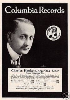 1920 Columbia Records Grafonola Charles Hackett American Tenor Vintage