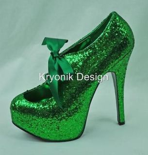 Bordello shoes Teeze 10G silver glitter platform pumps stiletto heels