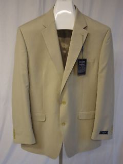 Chaps Mens Suit Jacket Sport Coat Blazer Tan Herringbone 44L msrp ~ $